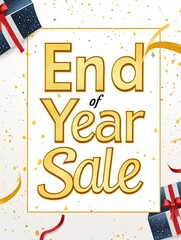 Naklejka premium End of Year Sale Generative AI Christmas and New Year Online Shopping Discounts Banner