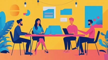 startup funding flat design front view entrepreneurship animation Triadic Color Scheme 