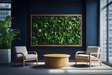 Modern Interior with Green Wall Art and Cozy Seating Area Design