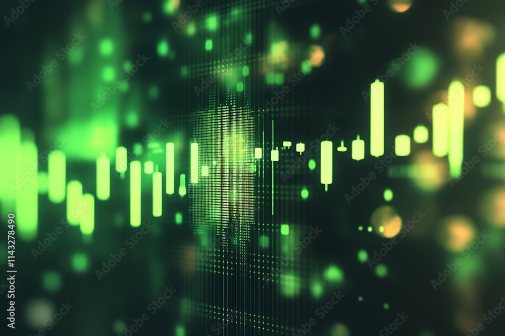 Poster innovative green data chart with digital financial trends : generative ai