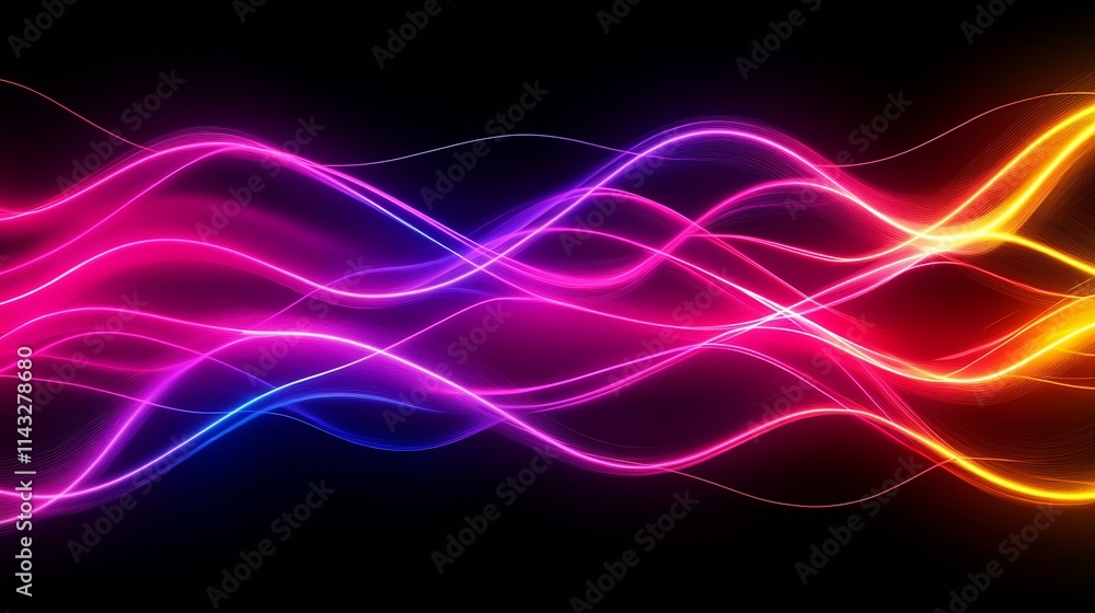 Aufkleber Colorful Neon Spectrum Waves Creating Dynamic Digital Flow : Generative AI
