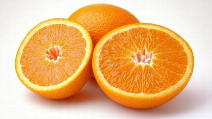 Fresh Juicy Oranges Sliced Open on a Neutral Background