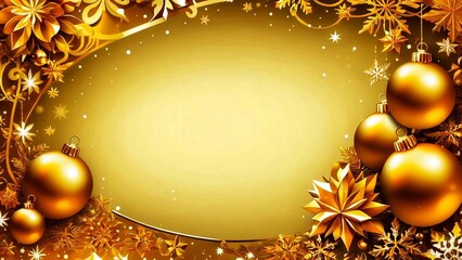 Christmas and New Year background with golden baubles. Vector illustration.