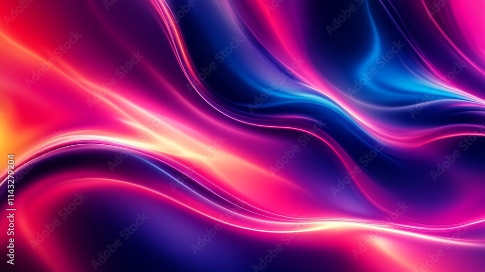 Poster colorful abstract waves and curves creating a visual symphony of light and motion : generative ai