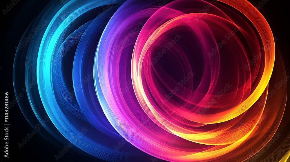 Fototapete colorful swirl spiral with multi-hued light waves and mesmerizing patterns : generative ai