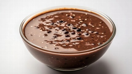 Rich Chocolate Sauce with Toppings in a Glass Bowl Ready to Serve