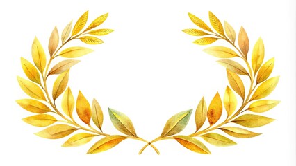 White background, botanical gold wreath, minimalist watercolor design; ideal for elegant wedding invitations.