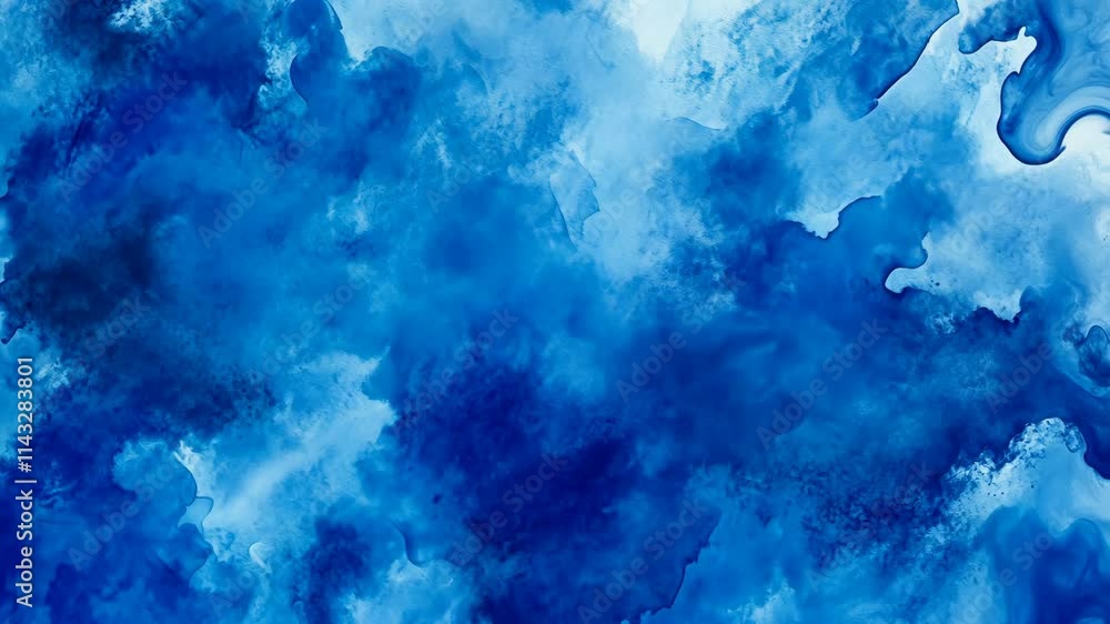 Poster abstract blue watercolor design with soft textures and flowing shapes showcasing a serene and calmin