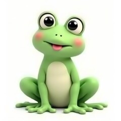 Fototapeta premium Adorable 2D Cartoon Frog Clipart for Kids Isolated on White Background
