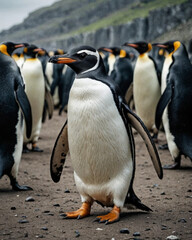 Obraz premium Grupo de pingüinos en su medio natural