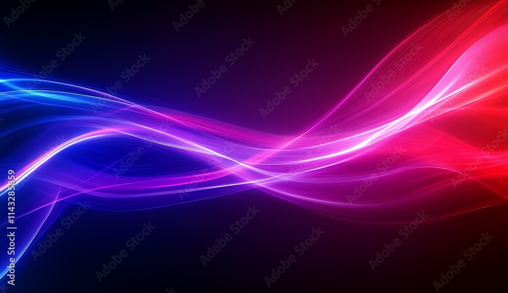 Aufkleber Modern Abstract Waves of Pink Blue and Red with Dynamic Movement : Generative AI