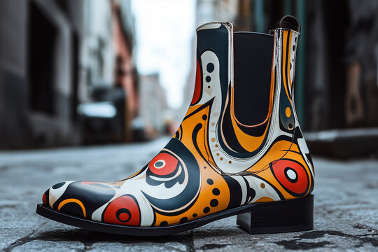 Art deco inspired design for boots. Retro roaring twenties aesthetic.