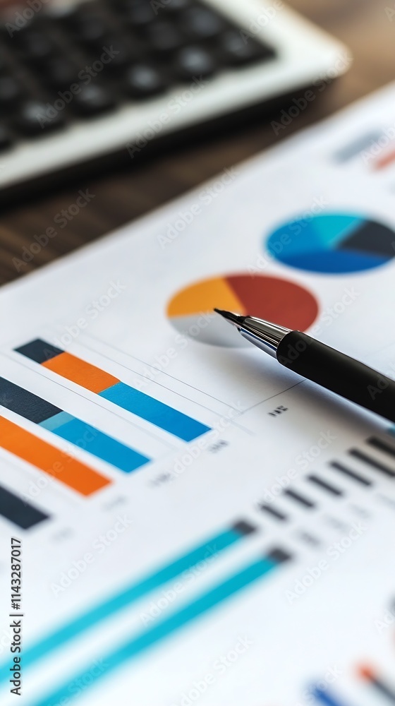 Aufkleber Analyzing Business Growth Trends with Vibrant Graphs and Charts for Financial Insights : Generative AI
