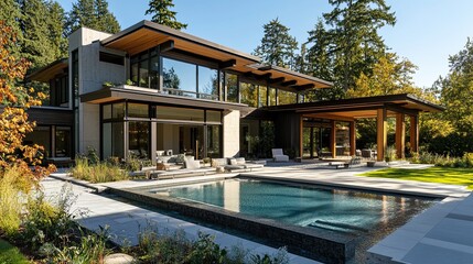 Fototapeta premium Industrial Chic Meets Nature: A Conceptual Exploration of a Container House Set Against Lush Greenery