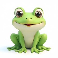 Obraz premium Adorable 2D Cartoon Frog Clipart for Kids Isolated on White Background