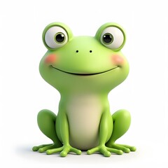 Obraz premium Adorable 2D Cartoon Frog Clipart for Kids Isolated on White Background