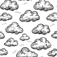 Cartoon cloud patterns with bold outlines and soft shading.