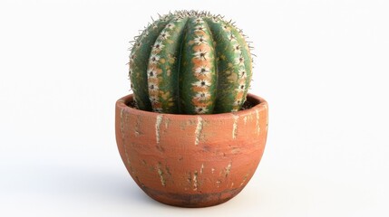 A potted cactus in a terracotta pot, showcasing its unique texture and vibrant colors.
