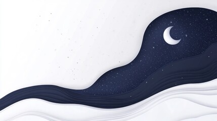 Obraz premium Abstract paper art of crescent moon and stars.
