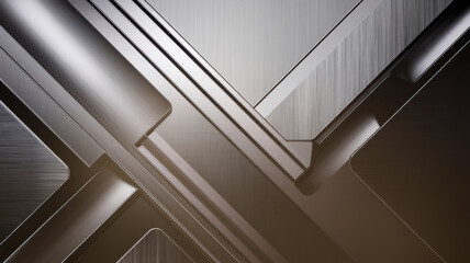 Obraz premium Abstract geometric lines in metallic shades create a sleek, modern vibe, perfect for technology or industrial themes.