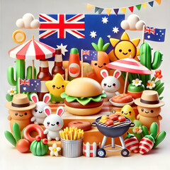 Obraz premium 3D Soft Abstract Australia Day BBQ Background with Festive Colors and Copy Space for Community Celebration