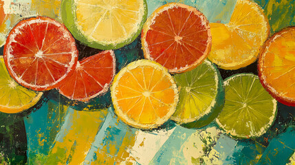 Citrus Symphony: Vibrant Composition of Colorful Citrus Fruits