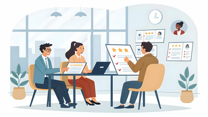 Recruiters Assessing Resumes During Interview Process with Blank Space for Candidates' Photos