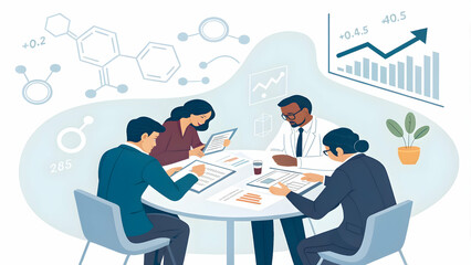 growth hormone and endocrine and performance concept as Business leaders learning about endocrine performance enhancement through growth hormone regulation. in  Photo Stock  Concept  and empty space o