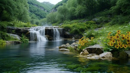 Obraz premium Stunning Waterfall in Nature