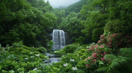 Enchanting Waterfall in Lush Forest