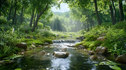 Obraz premium Peaceful Stream in the Woods