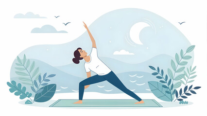 Relaxing Gentle Stretches Concept for Flexible Living with Fluid Motion and Graceful Flow in Minimalist Stock Photo