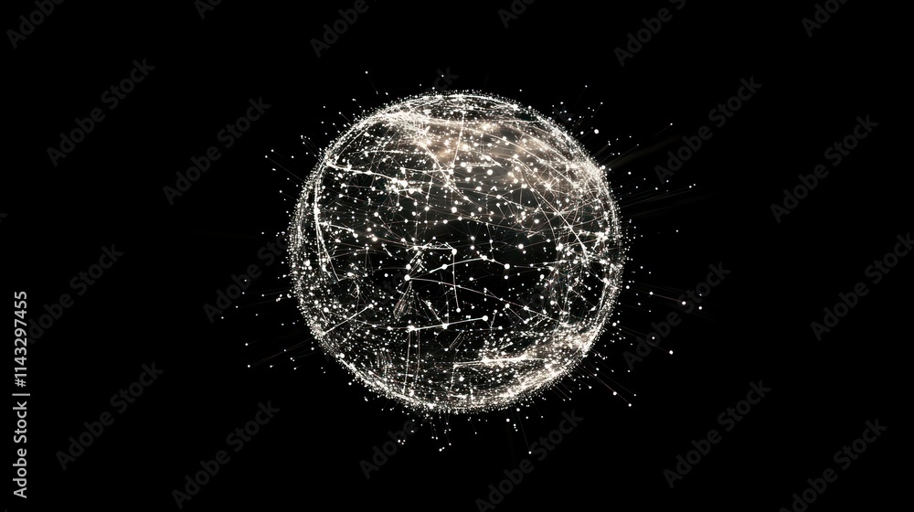 Poster a digital representation of a connected globe with luminous points and lines.