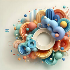 Obraz premium Soft Colors Abstract Watercolor Background Symbolizing Inspiration Epiphany - 3D Icon Concept with Copy Space for Ads and Banners