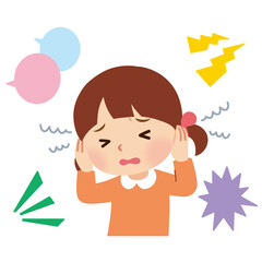 聴覚過敏　感覚過敏　音がうるさくて耳を塞ぐ女の子