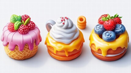 Colorful Decorative Sweets with Toppings and Flavorful Details