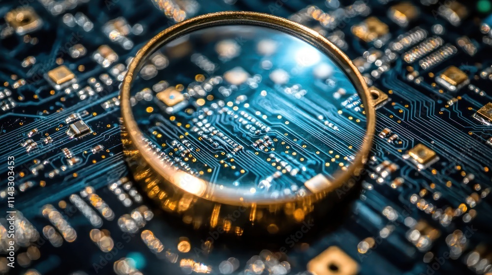 Poster magnifying the microcosm: a close-up view of circuit board technology