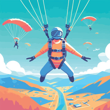 vector image of a person parachuting