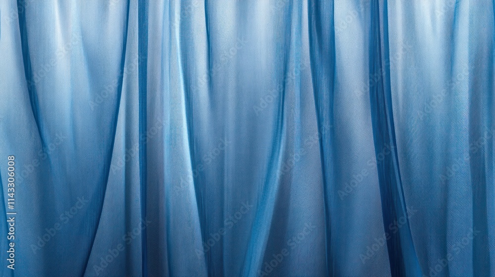 Poster a flowing blue curtain creating a soft, serene atmosphere.