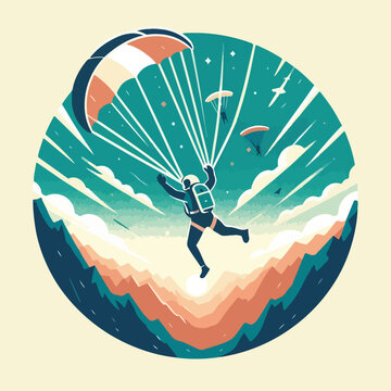 vector image of a person parachuting