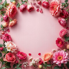 Special day greeting background with flowers, space for text