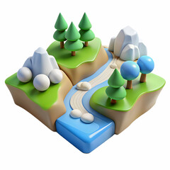 Business Team Overcoming Challenges on Riverside Terrain with Copy Space for Text Placement