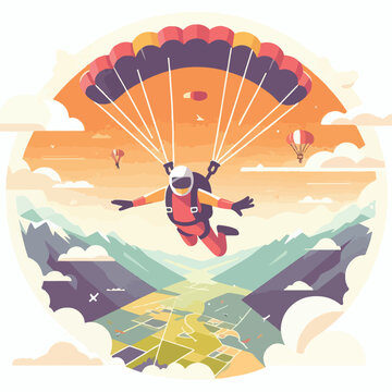 vector image of a person parachuting