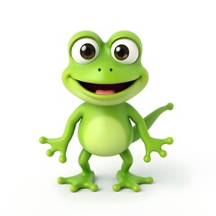 Obraz premium Adorable 2D Cartoon Frog Clipart for Kids Isolated on White Background