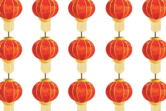 Colorful Chinese Lanterns Pattern for Celebrations, Festivals, and Decorations, Ideal for Cultural Events, New Year, and Asian-Inspired Designs