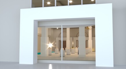 Arch design.Event arch or entrance gate mockup template of entry or welcome archway, 3D design. Event arch for sport marathon start and finish gate, exhibition or expo entrance stand frame mock up

