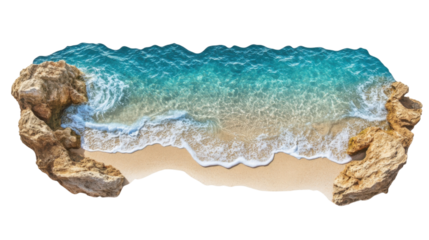 Aerial views of the beach and blue sea transparent background