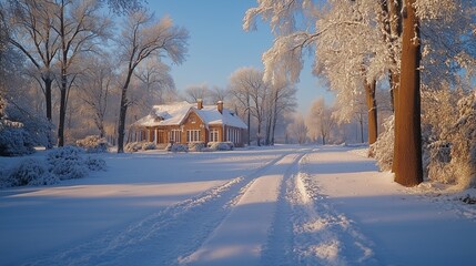 winter landscape in the village