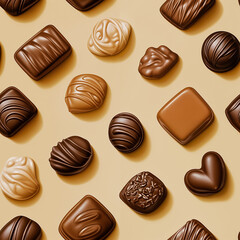 Obraz premium Chocolate and candy pattern background 