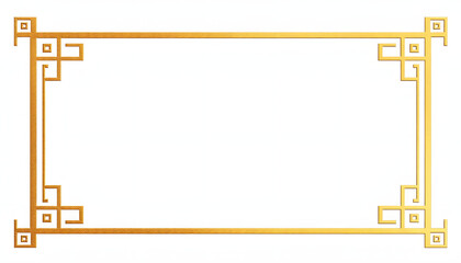 double rectangle gold vintage frame with inverted rounded corner, oriental style border, png with  transparent  background, simple style, with white tones